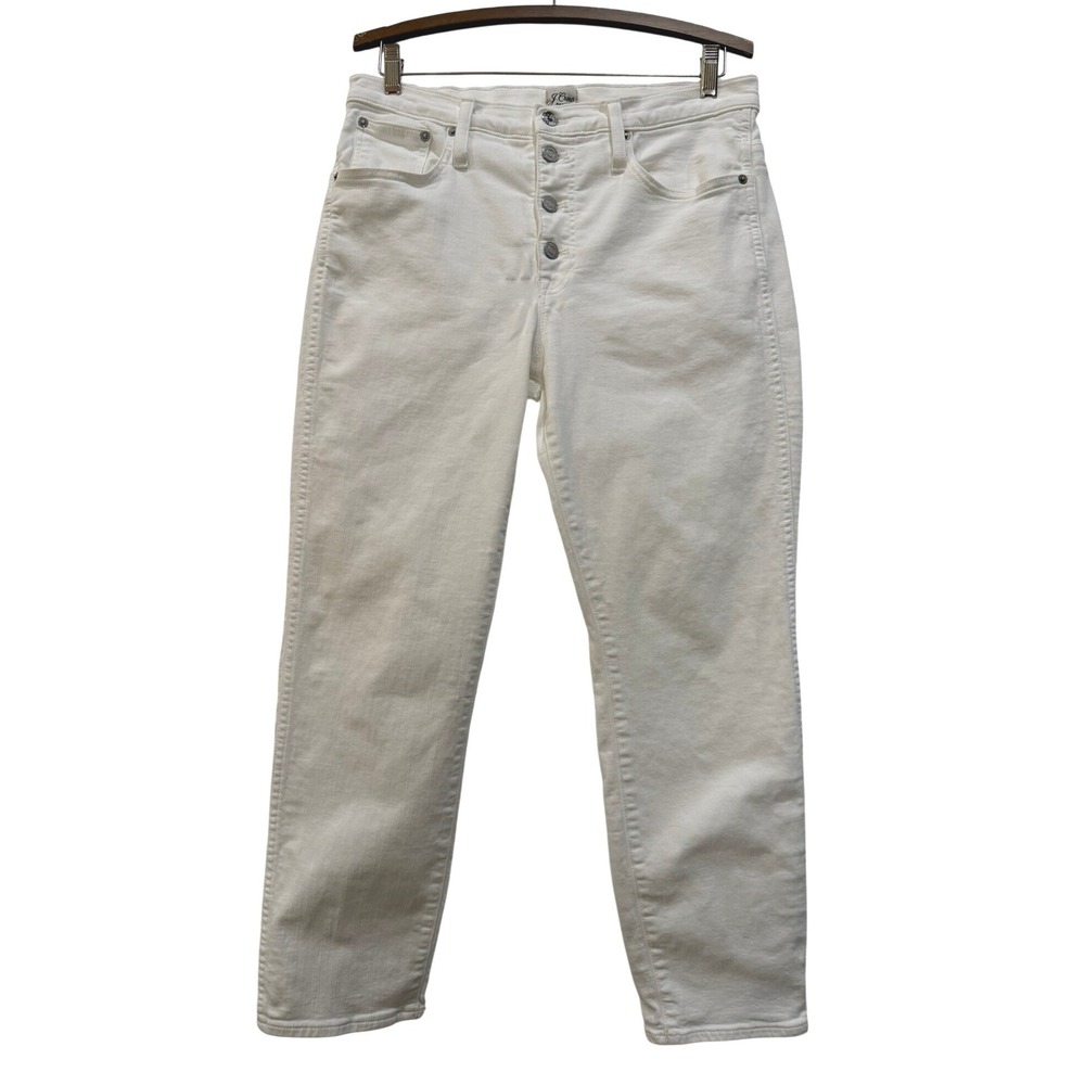 J. Crew Vintage‎ Straight White Jeans Button Fly High Rise Ankle Size 30